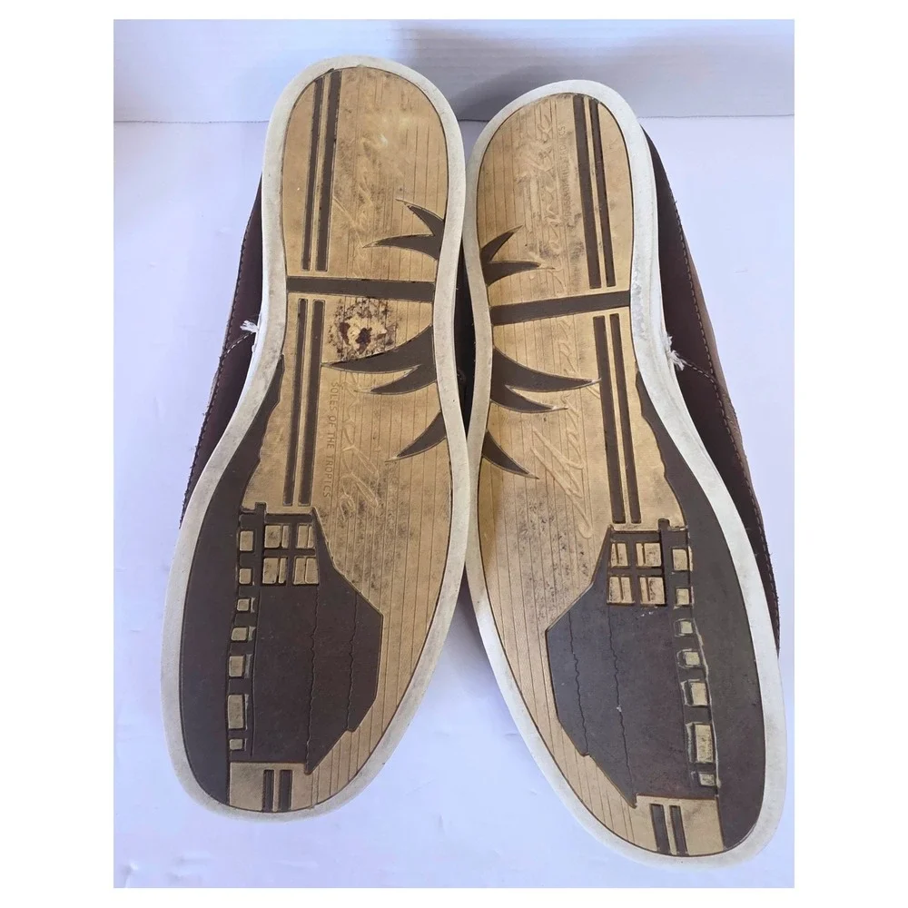 Margaritaville 'Cabana' Brown Leather Slip On Moc Toe Loafers Casual SZ 13